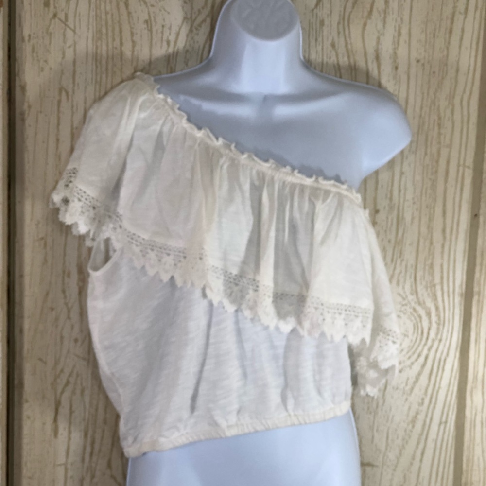 American Rag Crochet One Shoulder Crop Top XL